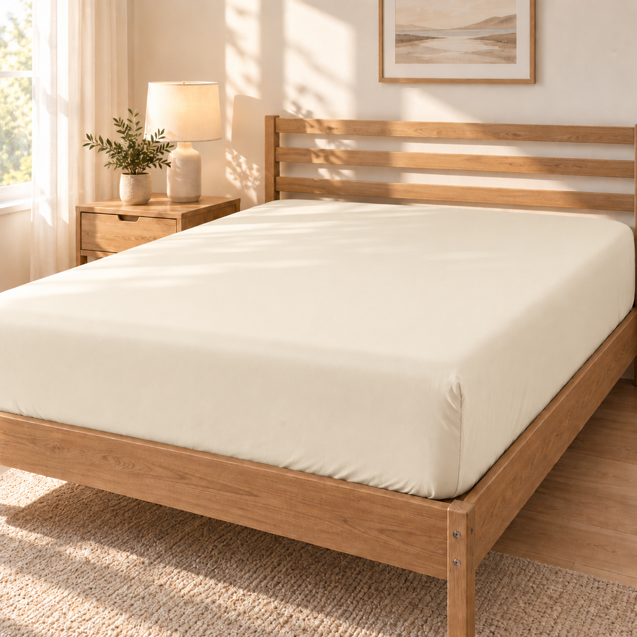 Deep Pocket Microfiber Fitted Sheet, Ivory
